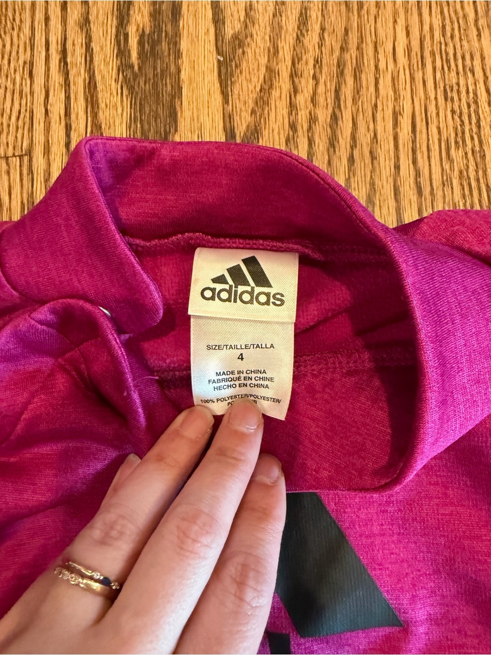 Adidas Toddler Girls Size 4 Pink Magenta Logo Cowl Neck Snap Pullover Sweatshirt